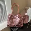 Bolsa de Ombro Transversal Feminina Grande com Lantejoulas da Moda e Estilosa 2025 Nova Casual de Grande Capacidade Design Moderno