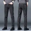 Calça jeans de alta qualidade cinza-azulado de Hong Kong para homens, nova coleção outono 2026, calça comprida de corte reto slim-fit, calça comprida business casual