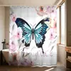 Cortina de Ducha de Tela Impermeable Temu Transfronteriza Impresión Digital Personalizada Cortina Divisoria de Baño de Poliéster Engrosado Servicio de Envío Sin Taladro