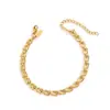 Colar Exquisito Versátil Estilo Japonês com Contas em Relevo Formato O Tamanho de Lábio Círculo Duplo Abóbora Plano Curto Ferradura Contas Ouro 18K