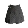 Shorts de lã feminino 26 outono/inverno saia-calça evasê, meia-saia patchwork, shorts de lã de veludo com bolinhas cintura alta saia-calça de bota