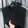 Nuevo modelo 2026 chaleco suéter para hombre de lana australiana, moderno, color liso, tres botones, cuello redondo, no hace bolitas, adecuado para varios bordados