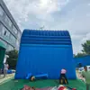 Tobogán acuático inflable de varios niveles y ondulado, azul y blanco, con múltiples carriles, cuatro carriles para deslizamiento sincronizado, equipo de juegos acuáticos a gran escala para áreas escénicas
