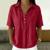 2026 Estación Independiente Transfronteriza de Amazon Verano Nuevo Europeo y Americano Camisa de Mujer Holgada Cómoda Cuello Camisero Manga Corta Color Sólido