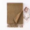 Bufanda de Lana Otoño e Invierno Nueva Bufanda de Color Sólido para Mujer Calentador de Cuello Versátil Chal Grueso Cálido Borla Simple