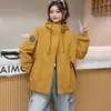 Chaqueta con capucha holgada de moda estilo coreano A1312 para mujer, nueva chaqueta casual versátil con bolsillo para primavera y otoño, top elegante