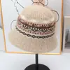 Sombrero de Pescador Jacquard Fair Isle Vintage para Mujer, Sombrero de Pescador Cálido de Felpa para Otoño e Invierno, Sombrero de Pescador Artístico de Ala Corta Estilo Japonés