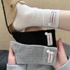 Calcetines de Tela Gris Estilo Coreano con Etiqueta y Diseño Holgado para Mujer, Calcetines de Media Pantorrilla, Calcetines Holgados Sin Costuras Combinados con Zapatos Birkenstock, Calcetines Largos Lisos Simples