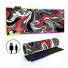 Mouse Pad Luminoso RGB Fluido Abstrato Teclado Gamer E-Sports Pad Espessado para Mesa de Escritório LED Colorido Tamanho Grande