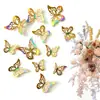 Pegatinas de Pared de Mariposa Hueca 3D Transfronterizas, Pegatinas Autoadhesivas con Textura de Metal Simulado, Pegatinas de Decoración para el Hogar Sala de Estar