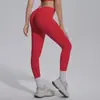 Pantalones de yoga ajustados sin costuras transpirables de color liso con cintura en V para levantar glúteos, para deportes, correr, fitness y uso casual, longitud cropped