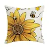 Funda de almohada de girasol de verano transfronteriza con diseños de abejas y florales, funda de cojín para sofá de estilo americano, funda de almohada para cabecero de dormitorio