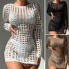 AliExpress transfronteiriço Europa e Estados Unidos Nova blusa de biquíni protetor solar Sexy Slim Plaid texture pullover Hollow Beach