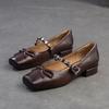 Sapatos Sociais Lolita de Salto Baixo Shanghai Jiejie 2025 Primavera Novos Bico Quadrado com Sapatos Mary Jane Boca Rasa Sapatos Femininos