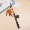 Caña de Pescar para Gatos con Plumas Caña Larga Venta al por Mayor Caña de Pescar Entrenamiento para Gatos Caña Telescópica Caña de Pescar Transfronteriza Juguete Interactivo para Mascotas