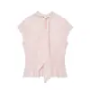 Comercio Exterior Transfronterizo Verano Nuevo Estilo Europeo y Americano Moda Femenina Casual Holgado Top de Popelina con Decoración de Lazo