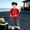 Conjunto de Verão para Meninos 2026 Novo Conjunto de Duas Peças Finas de Verão para Bebês Calças Anti-Mosquito de Manga Curta Moda Casual