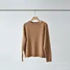 Pinrong 25 Otoño e Invierno Nuevo Camiseta Interior de Lana Pura para Mujer de Manga Larga Cuello Redondo Holgada Cálida Interior Tejido Casual