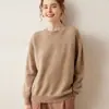 Suéter de Cachemira de Montaña con Cuello Redondo para Mujer Engrosado Holgado Adelgazante talla extra Perezoso Color Sólido Combinable Suéter Base de Punto de Alta Gama