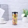 Copo Externo de Plástico e Cabo Interno de Aço, Caneca de Café Portátil Criativa com Padrão de Amarelinho para Carro, Copo Térmico Prático para Escritório