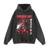 Moletom oversized com ombros caídos, estampa desgastada, alta durabilidade, estilo American high street, moletom de marca 2D moderno