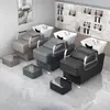 Lavabo de Cerámica para Lavado de Cabello para Salones de Belleza, Estilo Simple Semi-Reclinable, Cama de Masaje y Lavado para Salón de Belleza, Venta Directa del Fabricante