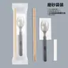 Cuchara Americana Desechable y Palillos Juego de Cuatro Piezas Paquete de Comida para Llevar Bibimbap Comida Ligera Cuchara Endurecida Rica Servilleta de Papel Palillo