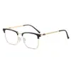 Gafas de Sol Cuadradas de Media Montura Moda Europea y Americana Unisex Metal de Alta Gama Retro Gafas de Sol Transfronterizas de Caballero