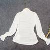 Blusa de Encaje de Manga Larga con Puño Elástico Ondulado Estilo Coreano Versátil Simple y Elegante Estilo Palacio para Mujer, Estilo Commuter
