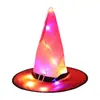 Productos de Halloween Sombrero de Halloween Sombrero de mago de tela Oxford negra Accesorios de decoración para fiestas Luces LED