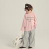Camiseta de manga larga con letras de moda de estilo coreano para niños y niñas, estilo casual, combinable con todo.