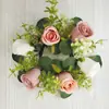 Guirnalda Portavelas de Rosa Simulada Más Vendida de Amazon Decoración Festiva Europea Anillo para Velas Taza para Velas Decoración con Flores