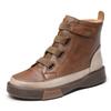 Oferta por Tiempo Limitado 99Botas de Cuero Genuino Vintage para Mujer, Zapatos de Invierno para Mujer con Suela Suave, Botas Martin de Velcro, Botas para Mujer Desgastadas