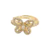 Anillo Abierto Personalizado Bañado en Oro Real con Circonita Microincrustada Estilo Celebridad de Internet de Alta Gama para Mujer Anillo para Dedo Índice Exquisito