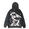 Suéter con capucha viejo y suelto para otoño e invierno, estilo Jujutsu Kaisen, de regreso a la guerra, con la iluminación de las cinco guerras.