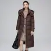 Jaqueta de Penas Casual com Capuz, Zíper, Manga Longa, Cintura Marcada, Emagrecedora, Elegante, Nova para Outono/Inverno 2026