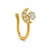 Anillo de nariz europeo y americano sin perforación, clip de nariz en forma de U de cobre simple con microincrustaciones de circonita en forma de corazón, accesorio de nariz único y moderno para mujer