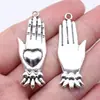 43x 16mm 5.3g prata antiga acessórios para joias DIY estilo gótico pingente palma amor