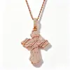 Collar con Colgante de Cruz Completa de Diamantes Estilo Hip-Hop Europeo y Americano Marca de Moda para Hombre Cadena Trenzada Versátil de Moda para Pareja