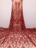 Gaoding Europeu e Americano Jantar Coquetel Vestido Vestido Roupas Infantis Moda Lantejoulas Bordado Malha Tecido de Renda Internet Vestido Vermelho Pano