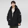 Jaqueta acolchoada de inverno simples e versátil para homens, marca de moda, jaqueta curta com capuz, esportiva casual, espessa e quente, com penugem de pato branca, moda