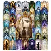 Nuevas pegatinas florales para ventana transfronterizas de 50 piezas, material decorativo DIY creativo y soñador, pegatinas transparentes de PET impermeables