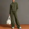 2026 moda feminina europeia e americana transfronteiriça novo conjunto de moletom cardigã de cor sólida com gola alta e calça pantalona para lojas online independentes