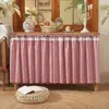 Cortina corta de cuadros de algodón bordado de encaje sin perforaciones cortina divisoria de cocina cortina blackout para sala de estar tela pequeña y fresca cortina de puerta