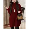 Camiseta Térmica de Manga Longa com Gola Alta para Mulheres, Outono e Inverno, Tamanho Plus Size, Comprimento Médio, com Gola Sobreposta