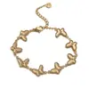 Aogu Joyería de Mano para Mujer Versátil de Nicho Popular Transfronterizo Europeo y Americano Pulsera de Acero Inoxidable Chapada en Oro de 18 Quilates Mariposa