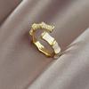 Estilo Douyin Anel de Bambu com Zircônia Microincrustada Cobre Pedra Olho de Gato Anel Aberto de Zircônia Moda Anel Banhado a Ouro Real para Mulheres