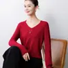 Nuevo Otoño 2026 Estilo OL Elegante Jersey de Terciopelo Andy de Cuello en V Regular Suéter de Punto para Mujer