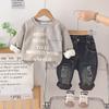 Traje de Invierno para Niños 2025 Nueva Sudadera de Terciopelo para Niños Conjunto de Dos Piezas de Invierno para Bebé Ropa para Niños Moderna Entrega
