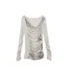 Camiseta Feminina Ajustada Estética Retrô Transfronteiriça Novo Estilo Y2K Top de Garota Confiante Casual Versátil Branco Preto Estilo Europeu e Americano